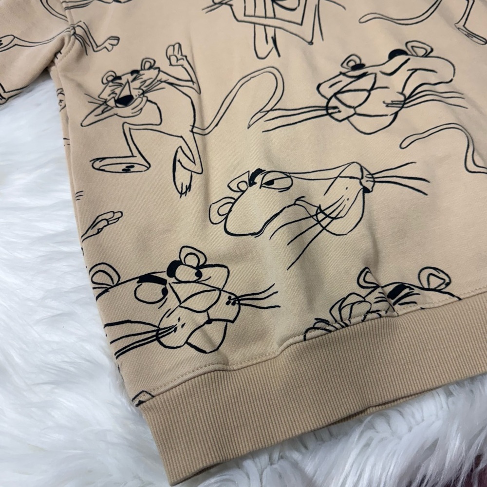 H&M Pink Panther All Over Print Pullover Tan Hoodie - Boys Size 6X-7 - Picture 9 of 14